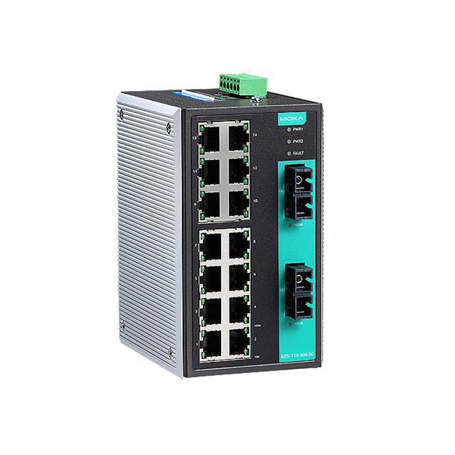 16-Портовый не управляемый Ethernet с разъемами MM-SC